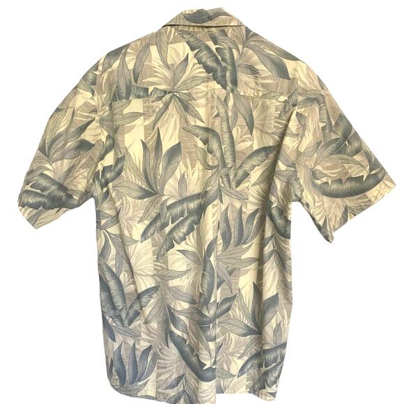 Cooke Street Honolulu Camp Hawaiian Shirt Medium Gray Button Up Pocket Tropical - Picture 2 of 9